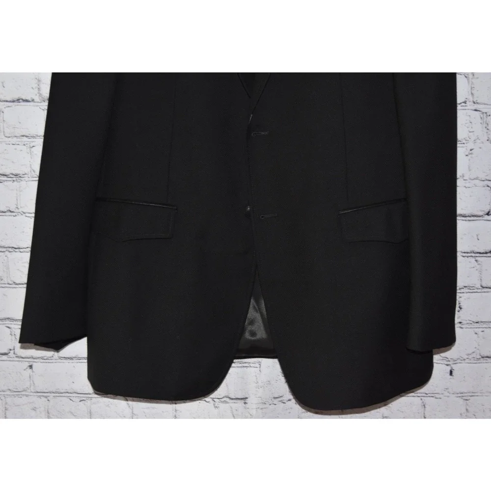 Mattarazi Uomo Wool & Leather Detail Black Zipper Single Breasted Jacket Size 54